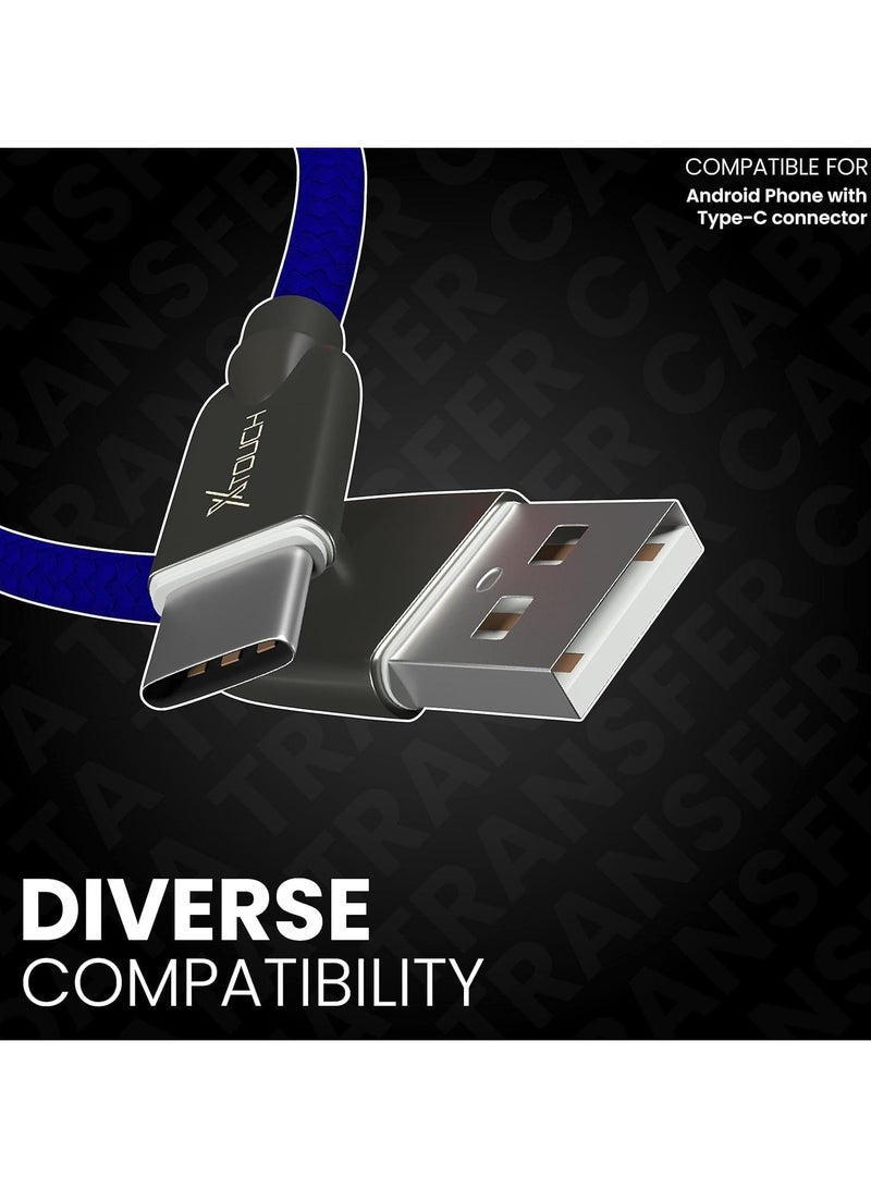 XTOUCH Fast Charging & Data Sync Cable – 1.2M Fishnet Braided, Durable & Tangle-Free – Compatible with All Type-C Devices – Blue - Image 3