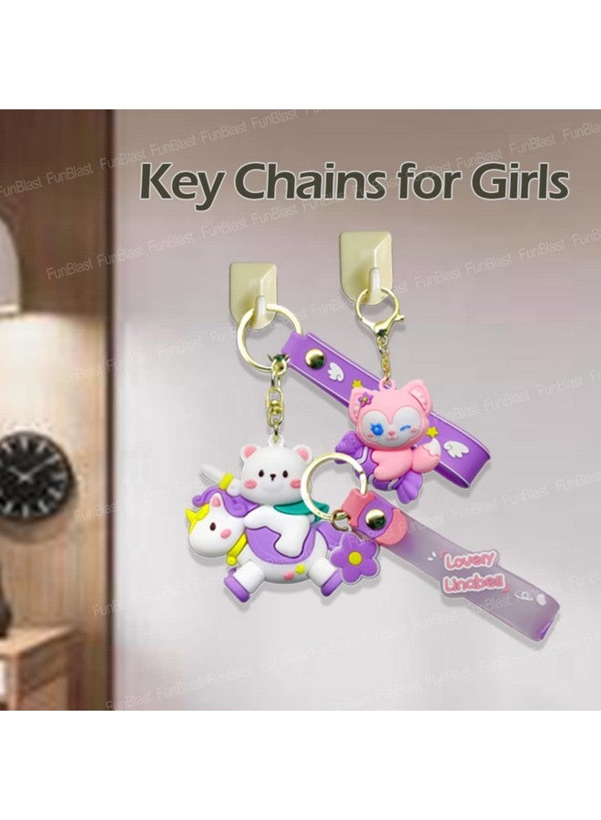 FunBlast Unicorn Keychain - 3D Fancy Rubber Key Chain, Kawaii Keychains, Keyrings for Home, Office, Car, Best Gift Keychains, Key Chains for Girls, Party Favor (Purple) - Image 4