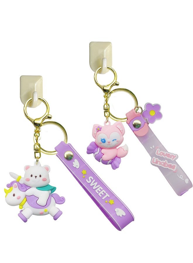 FunBlast Unicorn Keychain - 3D Fancy Rubber Key Chain, Kawaii Keychains, Keyrings for Home, Office, Car, Best Gift Keychains, Key Chains for Girls, Party Favor (Purple) - Image 1