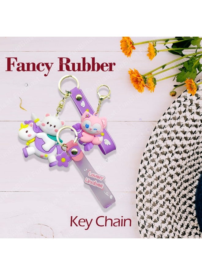 FunBlast Unicorn Keychain - 3D Fancy Rubber Key Chain, Kawaii Keychains, Keyrings for Home, Office, Car, Best Gift Keychains, Key Chains for Girls, Party Favor (Purple) - Image 5