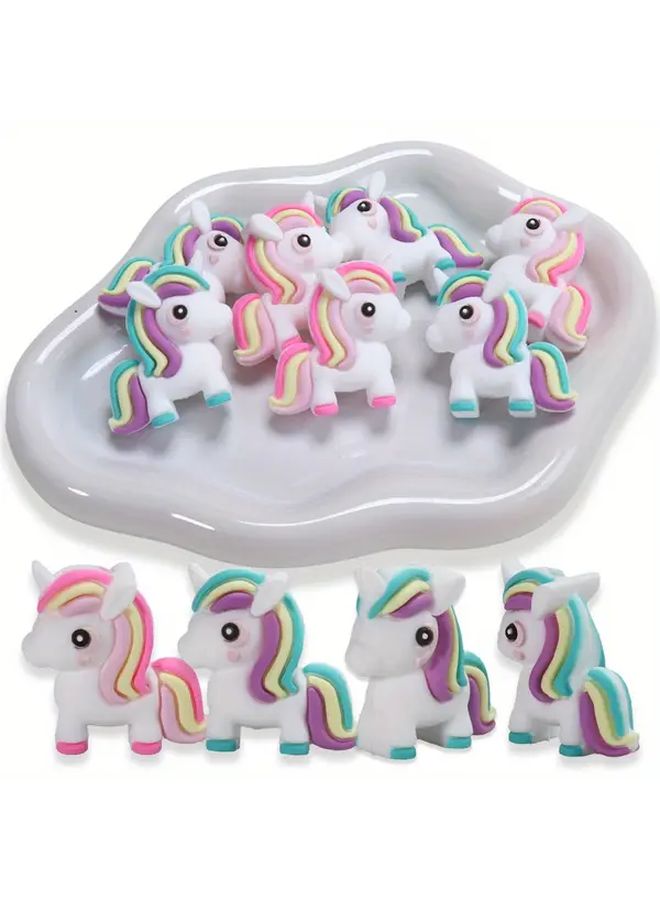 8 قطع خرز سيليكوني ثلاثي الأبعاد على شكل يونيكورن لطيف للاستخدام في صنع المجوهرات والحرف اليدوية - Image 2