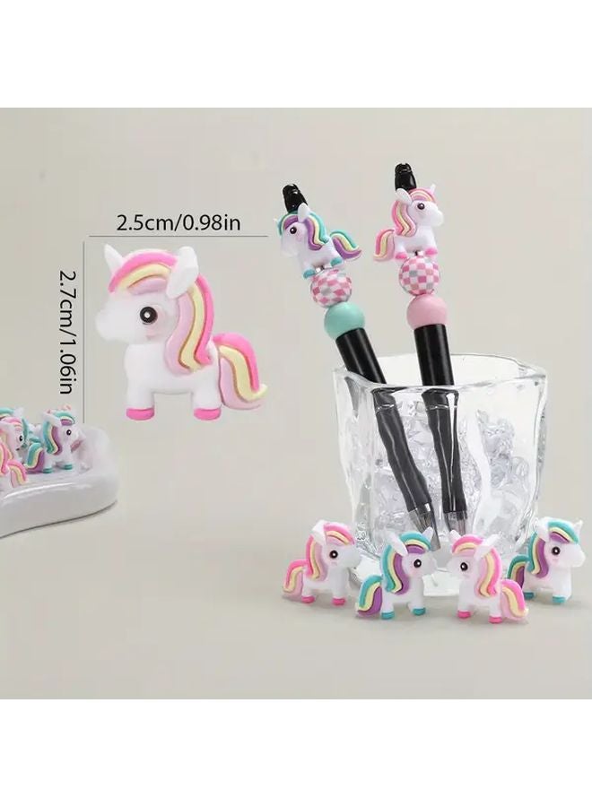 8 قطع خرز سيليكوني ثلاثي الأبعاد على شكل يونيكورن لطيف للاستخدام في صنع المجوهرات والحرف اليدوية - Image 5