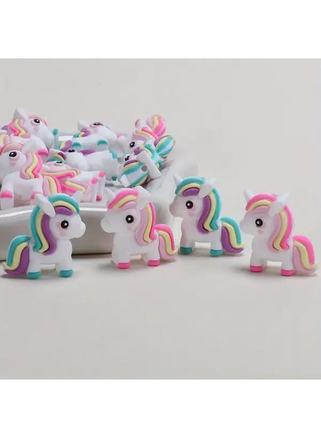 8 قطع خرز سيليكوني ثلاثي الأبعاد على شكل يونيكورن لطيف للاستخدام في صنع المجوهرات والحرف اليدوية - Image 3