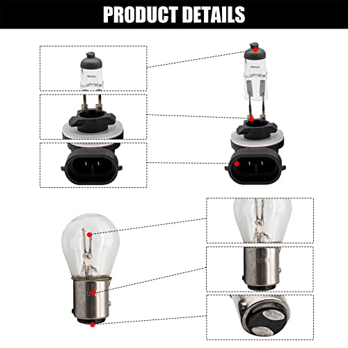 Drive-up Golf Cart Light Bulb Kit for Club Car DS,Halogen Headlight Bulb 1019881-01,Taillight Bulb 1011582 - Image 4