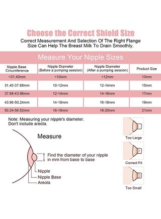 10 قطع من حشوات مضخة الثدي مقاس 13/15/17/19/21 مم ومسطرة، متوافقة مع Momcozy S12 Pro/S9 Pro/S12/S9 - view 5