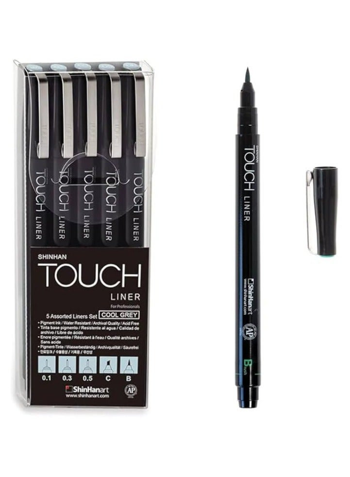 TOUCH ShinhanArt TOUCH Liner 5 Pen Set – Cool Grey | Precision Fineliner Drawing Pens for Sketching, Illustration & Technical Art - Image 2