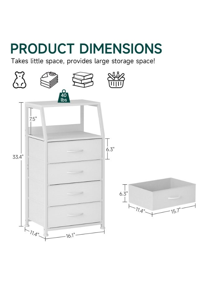 Apexll Tall Bedside Storage Cabinet with 4 Fabric Drawers & Double-Layer Wooden Top – Narrow Nightstand with Metal Frame for Bedroom, Nursery, Entryway & Closet  - Image 3