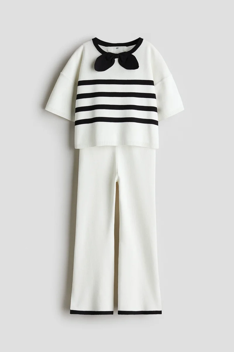 اتش اند ام طقم محبوك بتصميم ناعم - عبوة من قطعتين