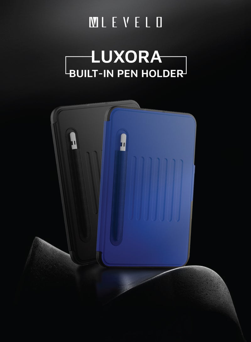 LEVELO Luxora iPad 10.2" Case / Pencil Slot / Adjustable Multi Angle / Magnetic Flap Closure / Anti-Fingerprint Cover / Built-In 2 Card slots - Black  - Image 4