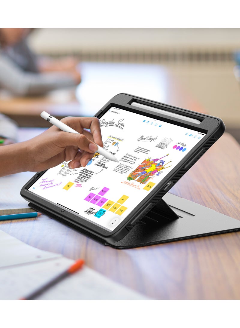 LEVELO Luxora iPad 10.2" Case / Pencil Slot / Adjustable Multi Angle / Magnetic Flap Closure / Anti-Fingerprint Cover / Built-In 2 Card slots - Black  - Image 5