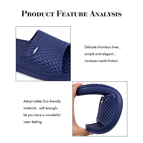 FUNKYMONKEY Women's Shower Slides - Non Slip Quick Drying Sandals for Women – Lightweight Pool Beach Bathroom Slippers Indoor Outdoor(6 M US, Navy) - Image 4