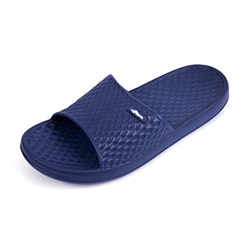 FUNKYMONKEY Women's Shower Slides - Non Slip Quick Drying Sandals for Women – Lightweight Pool Beach Bathroom Slippers Indoor Outdoor(6 M US, Navy) - Image 1
