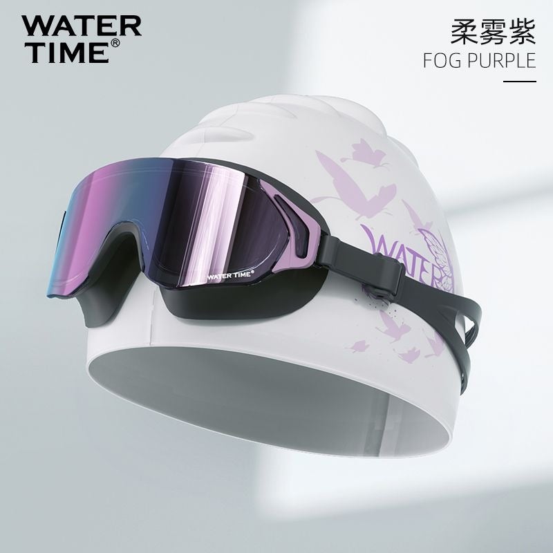 WaterTime Anti-Fog HD Waterproof Swimming Goggles with Prescription Lenses & Swim Cap Set - Large Frame for Men and Women - Image 1