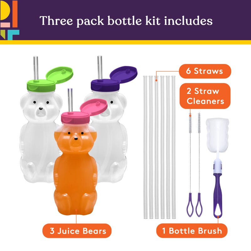 Special Supplies Honey Bear Straw Cup For Babies, 3-Pack Squeezable Therapy and Special Needs Assistive Drink Container, Spill Proof and Leak Resistant Lid - Image 3