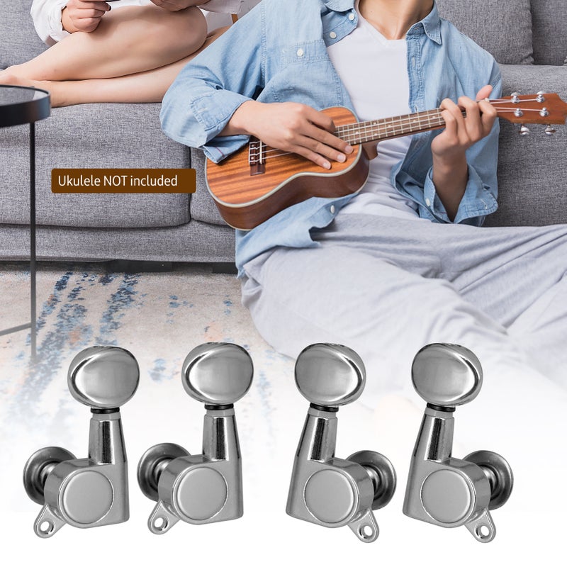 Ukulele Tuning Pegs 4 Pcs Silver Closed Style : 15 Gear Ratio For Stable Accurate Tuning - Metal Plastic Build For Long Ukulele String Tuning - Image 4