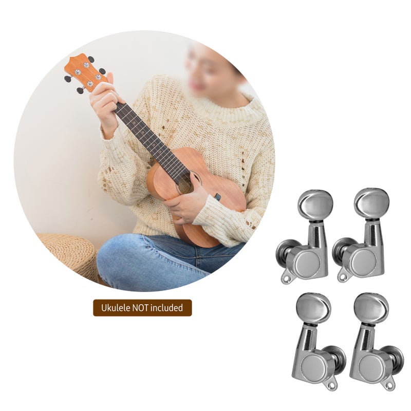 Ukulele Tuning Pegs 4 Pcs Silver Closed Style : 15 Gear Ratio For Stable Accurate Tuning - Metal Plastic Build For Long Ukulele String Tuning - Image 3