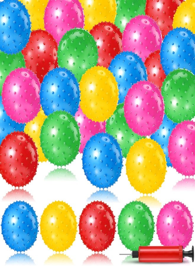 Jerify 64 Pieces 6.3 Inch Knobby Balls for Kids Sensory Balls with Air Pump Small Inflatable Bouncy Soft Spiky Toddler Bounce Party Favors Summer Beach Pool Baby Massage Stress Play Set, 5 Colors - Image 1