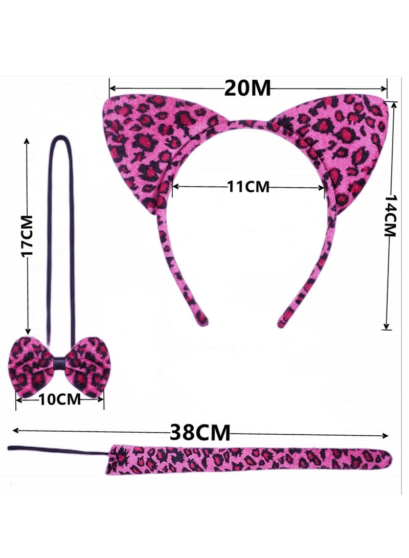 Zikra Cat Costume Accessories, 3 Pcs Animal Costume Set for Kids Ears Headband Set Ears Tail Bow Tie Animal Dress Cosplay Party Decoration Accessory - Image 4