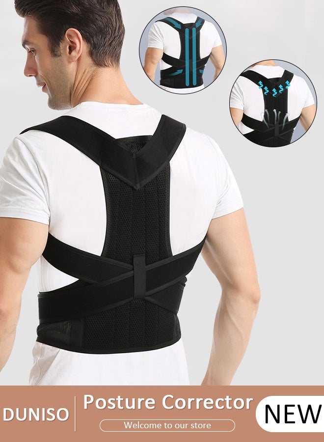 DUNISO Posture Corrector for Women and Men, Back Brace Fully Adjustable & Comfy, Muscle Memory Support Straightener, Providing Pain Relief from Neck, Shoulder, and Upper and Lower Back - Image 1