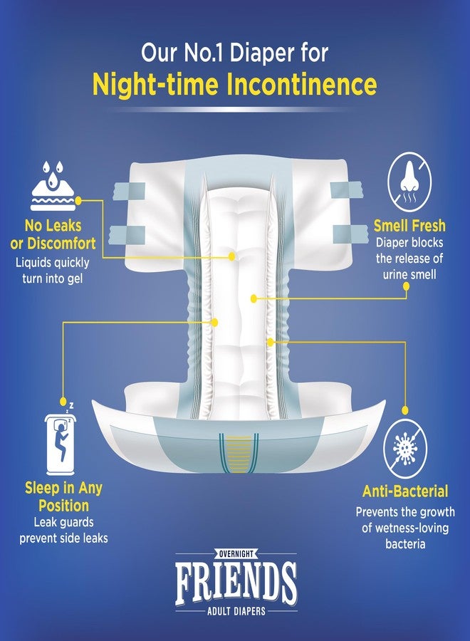 Friends Overnight Adult Diaper L Size Tape | 20 Count (Large) | Waist 32.68 – 59.84 inch | 16 Hrs Protection | Leakproof | Quick & Even Absorption | Unisex | Wetness Indicator| Odour lock | Aloe Vera & Anti-Bacterial Absorbent Core - Image 3