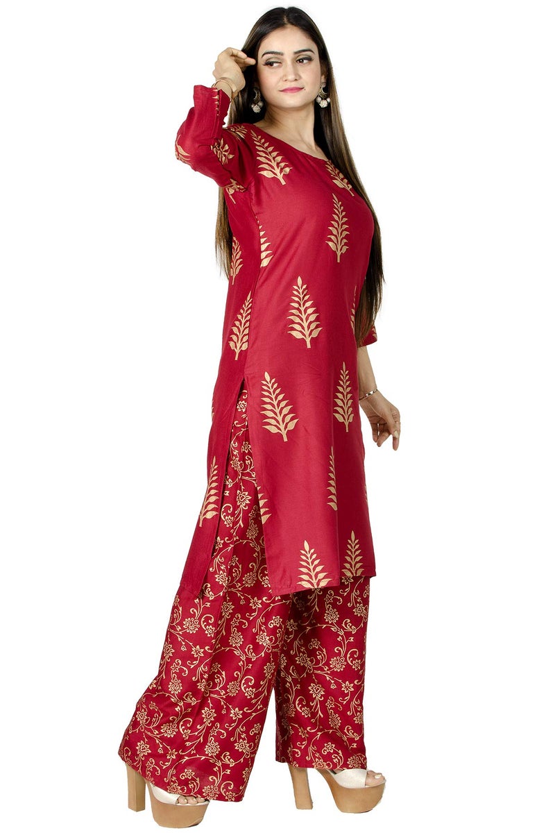 Chandrakala Kurti Palazzo Pant with Dupatta Suit Set for Women Red, X-Large (K176RED4) - Image 3