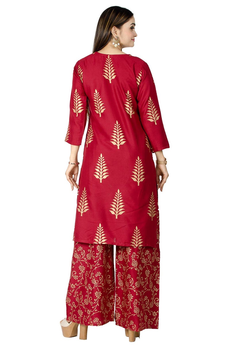 Chandrakala Kurti Palazzo Pant with Dupatta Suit Set for Women Red, X-Large (K176RED4) - Image 4