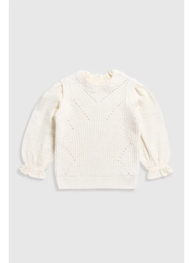 mothercare Knitted Top with Woven Sleeves