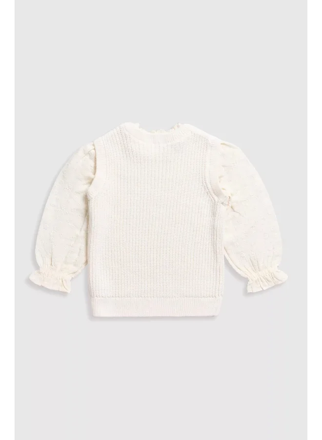 mothercare Knitted Top with Woven Sleeves