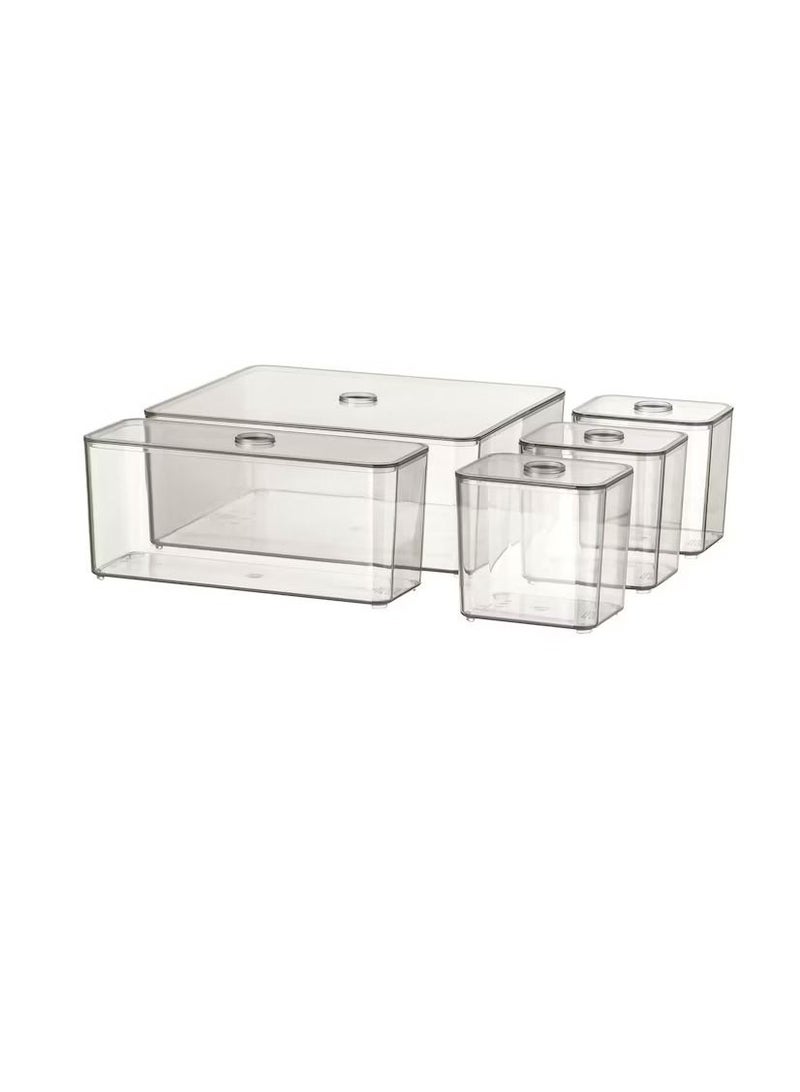 صندوق بغطاء ، طقم من 5 ، مدخن 24 × 20 × 10 سم  - Image 1