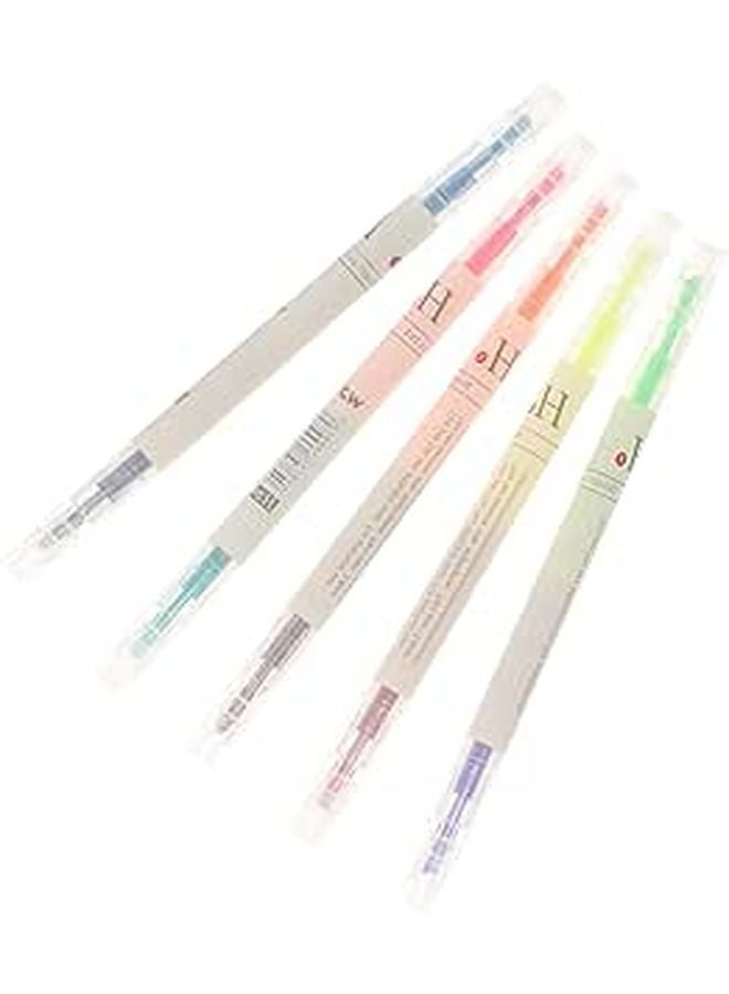 5 Colorful Double Ended Highlighter Pens Reversible Tips For Notes Art Projects - Image 1