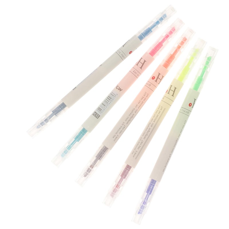 5 Colorful Double Ended Highlighter Pens Reversible Tips For Notes Art Projects - Image 2