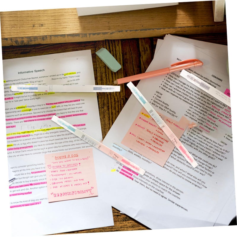 5 Colorful Double Ended Highlighter Pens Reversible Tips For Notes Art Projects - Image 4