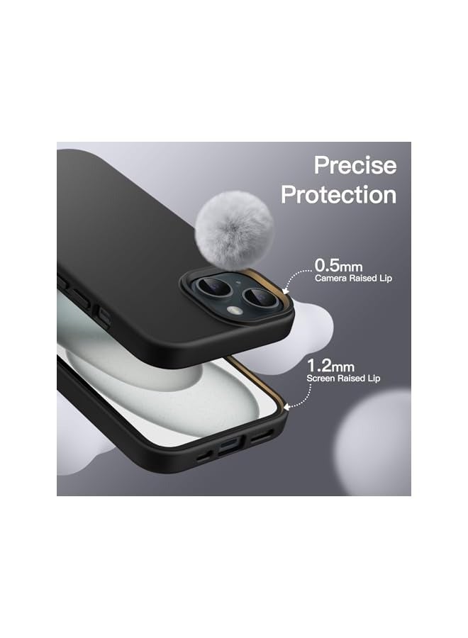 جي تيك جراب سيليكون لهاتف iPhone 15 مقاس 6.1 بوصة، جراب هاتف واقٍ كامل الجسم ناعم الملمس، غطاء مقاوم للصدمات (أسود) - Image 5