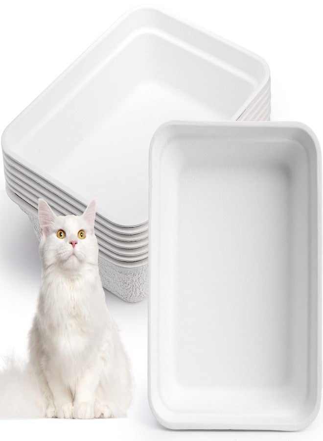 WUWEOT 8 Pack Disposable Cat Litter Boxes, White Cardboard Litter Liner Tray, 16.7" x 12.7" x 4.1" Portable Pet Litter Pan for Hamster, Guinea Pig, Mice, Bunny, Bunny, Small Animals - Image 1