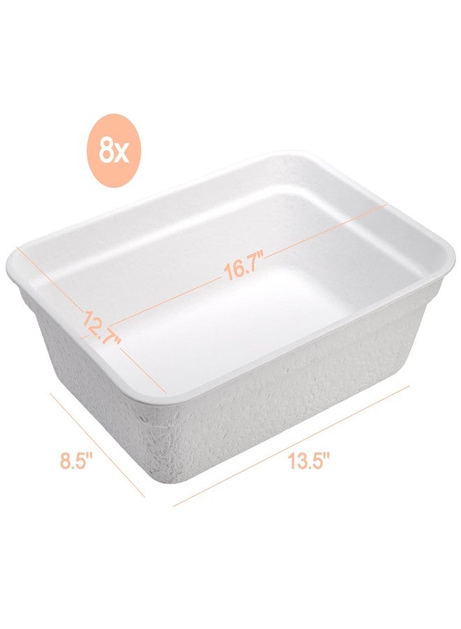 WUWEOT 8 Pack Disposable Cat Litter Boxes, White Cardboard Litter Liner Tray, 16.7" x 12.7" x 4.1" Portable Pet Litter Pan for Hamster, Guinea Pig, Mice, Bunny, Bunny, Small Animals - Image 2