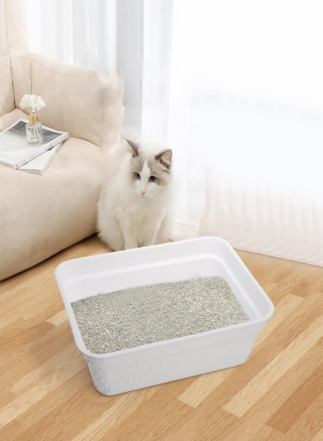 WUWEOT 8 Pack Disposable Cat Litter Boxes, White Cardboard Litter Liner Tray, 16.7" x 12.7" x 4.1" Portable Pet Litter Pan for Hamster, Guinea Pig, Mice, Bunny, Bunny, Small Animals - Image 5