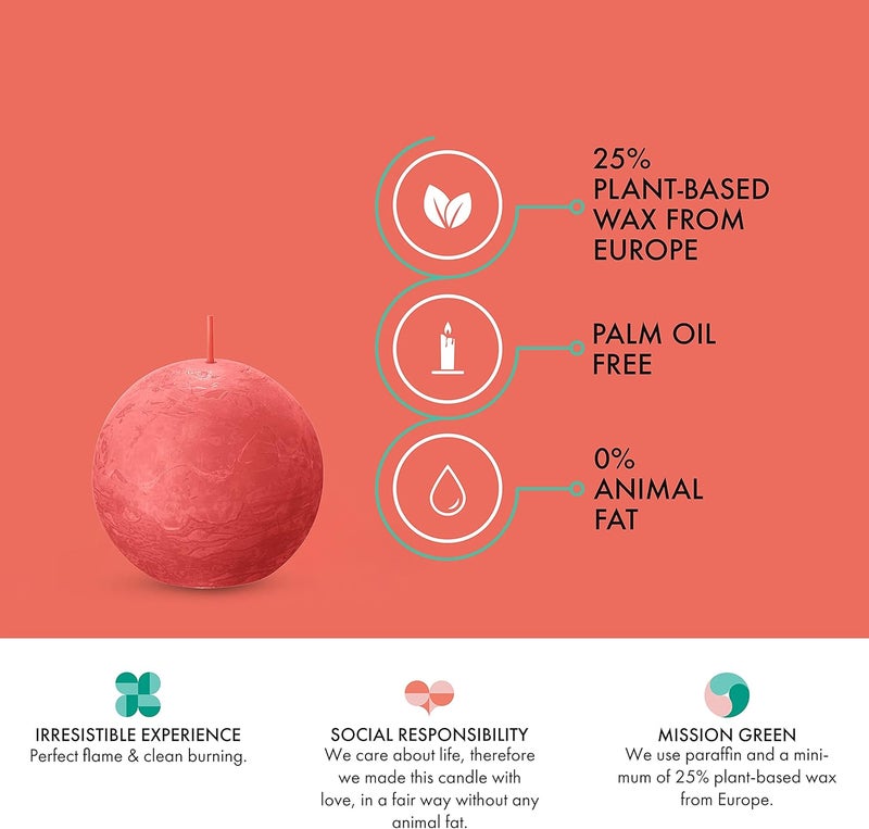 BOLSIUS 3 Pack Blossom Pink Rustic Ball Pillar Candles - 3 Inch - Premium European Quality - Includes Natural Plant-Based Wax - Unscented Dripless Smokeless 25 Hour Party Décor Candles - Image 4