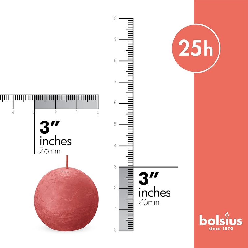 BOLSIUS 3 Pack Blossom Pink Rustic Ball Pillar Candles - 3 Inch - Premium European Quality - Includes Natural Plant-Based Wax - Unscented Dripless Smokeless 25 Hour Party Décor Candles - Image 2