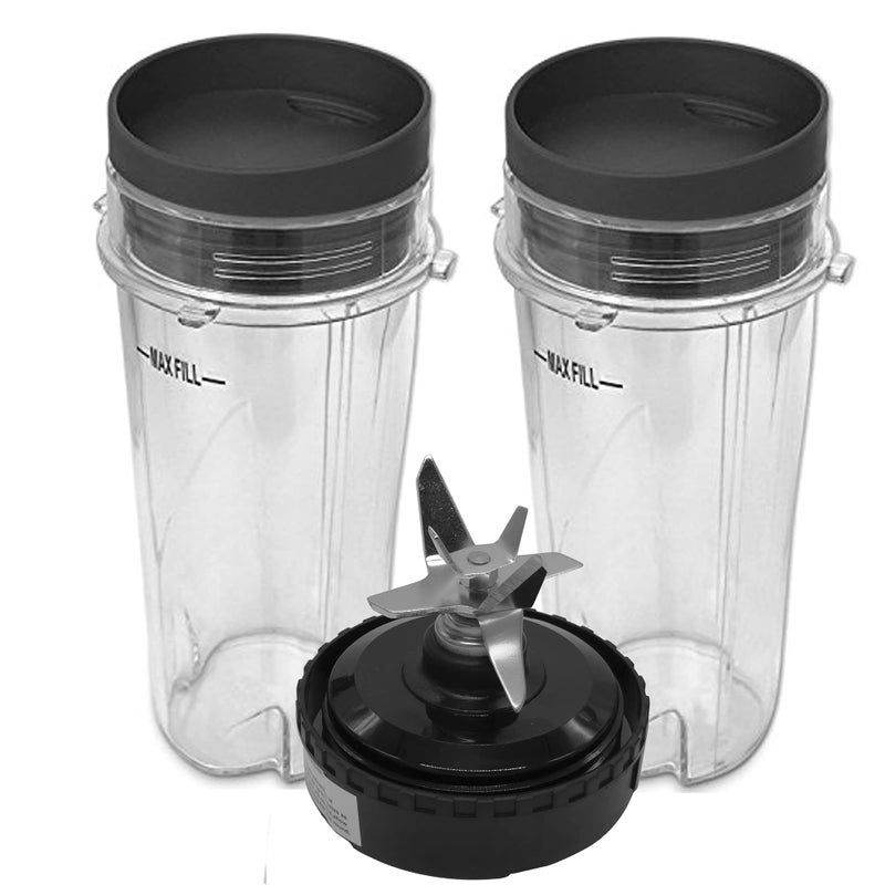 WuYan Replacement 16oz cup with lid and extractor blade Compatible with Nutri NINJA FIT 700 Watt 2 in 1 Blender Food Processor Smoothier QB3000SSW 30 QB3000QR QB3001SS 30cup with seal lid