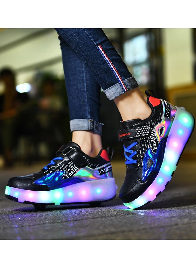 LITTLE ROCKZ LED Flash Light Fashion Shiny Sneaker Skate Heelys Shoes With Wheels And Lightning Sole - Image 2