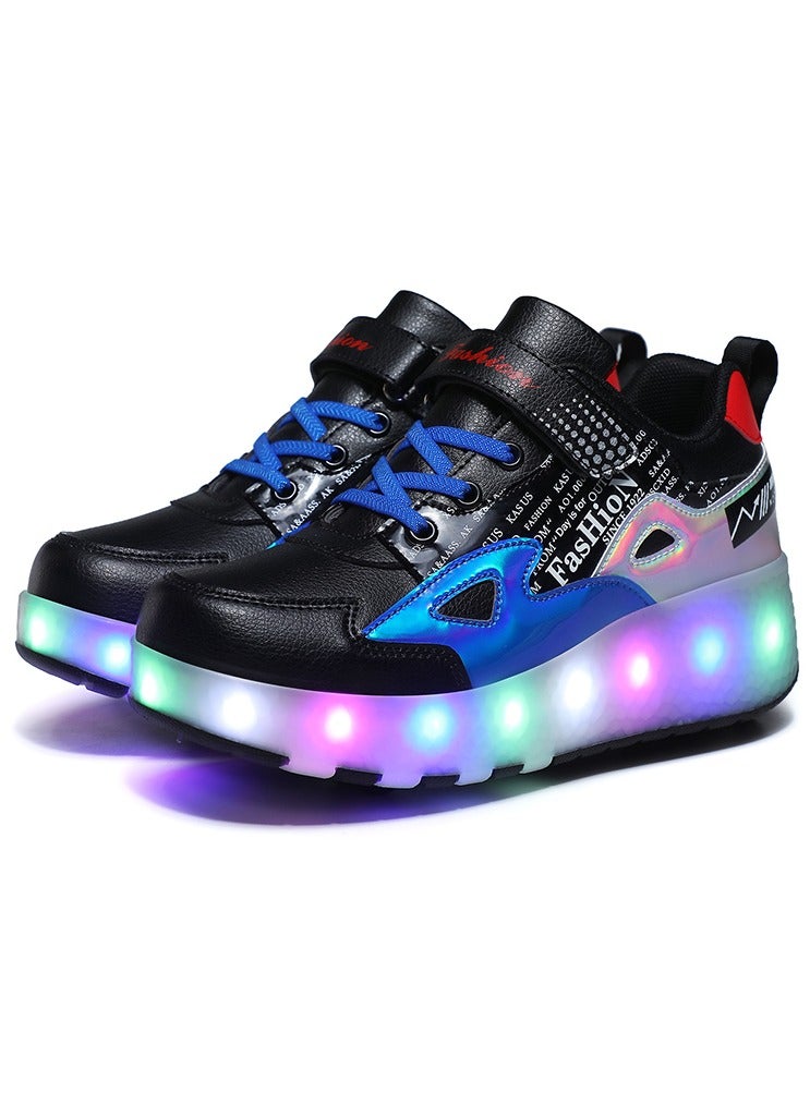 LITTLE ROCKZ LED Flash Light Fashion Shiny Sneaker Skate Heelys Shoes With Wheels And Lightning Sole - Image 3