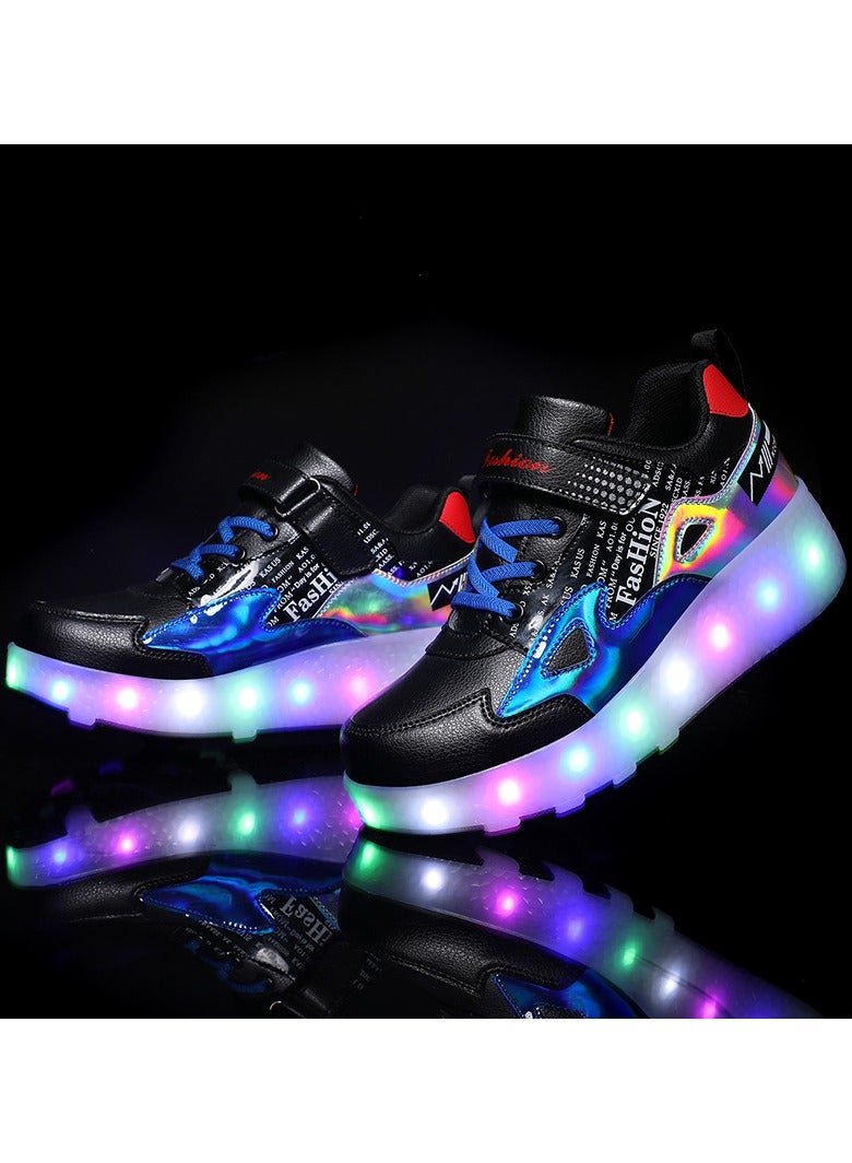 LITTLE ROCKZ LED Flash Light Fashion Shiny Sneaker Skate Heelys Shoes With Wheels And Lightning Sole - Image 4