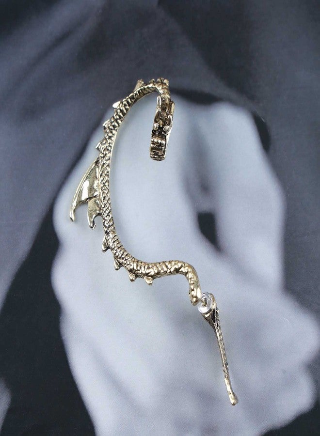 Yheakne Punk Dragon Cuff Wrap Earrings Gold Dragon Ear Climber Earrings Animal Cartilage Ear Crawler Earrings Gothic Clip on Wrap Earrings Jewelry for Women (Gold) - Image 4