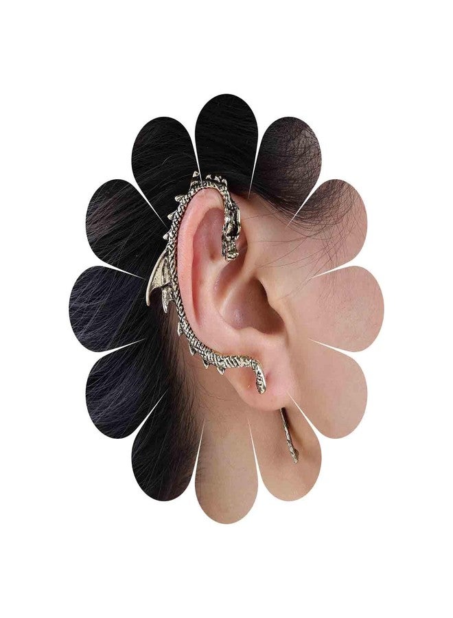Yheakne Punk Dragon Cuff Wrap Earrings Gold Dragon Ear Climber Earrings Animal Cartilage Ear Crawler Earrings Gothic Clip on Wrap Earrings Jewelry for Women (Gold) - Image 1