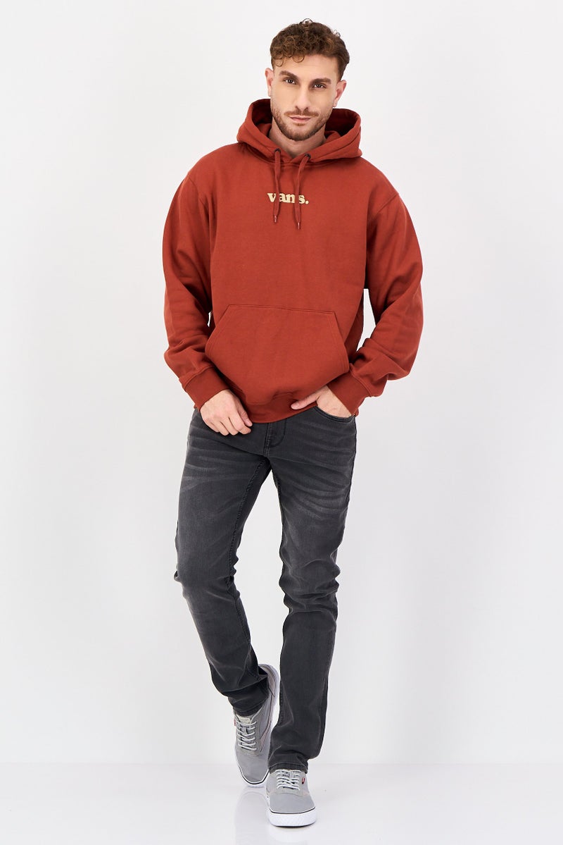 VANS Men Embroidered Logo Long Sleeve Hoodie, Rust - Image 2