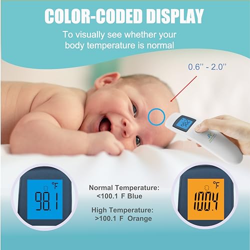 Amplim Non-Contact Forehead Thermometer for Kids and Adults - Touchless Digital Fever Thermometer with Temporal Head Function - No-Touch Baby Thermometer for Accurate Temperature Reading - Image 5