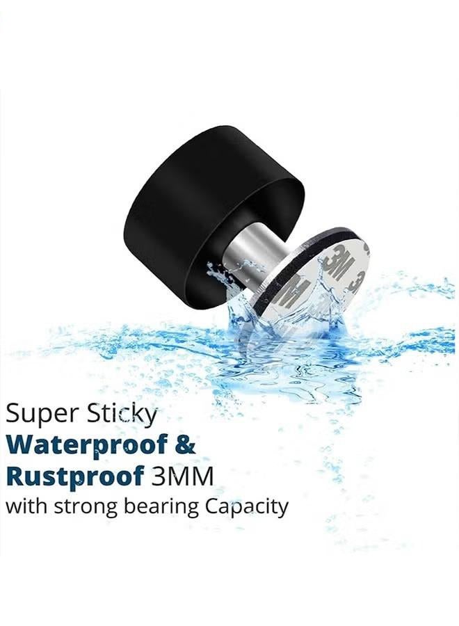 2 Pack Door Stoppers Stop with Extra Stickers, Self-Adhesive Door Stops with Black Rubber Bumper  Stainless Steel Body, Heavy Duty Door Knob Wall Protector Sound Dampening for Home  Office Use - Image 2