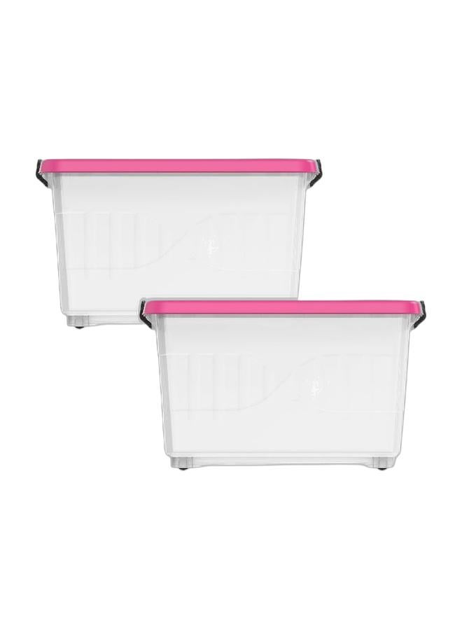 Cosmoplast صندوق تخزين بلاستيكي شفاف سعة 33 لتر مع عجلات وغطاء قابل للقفل (عبوة من 2) - Image 1