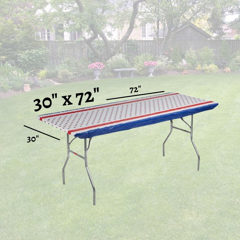 Kwik-Covers 6' Rectangle Plastic Table Covers 30" x 72", Bundle of 5 (Patriotic) - Image 2