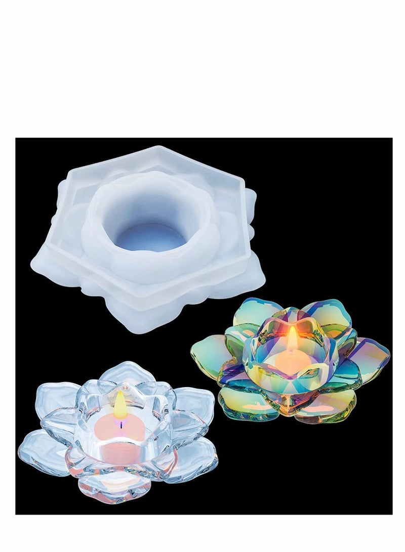 Y&D Lotus Shape Moulds, Candle Holders Resin Mould Flower Candlestick Epoxy Casting Silicone Jewellery Storage Box Making Moulds for DIY Containers Jewelry Trays Home Decor  - Image 1